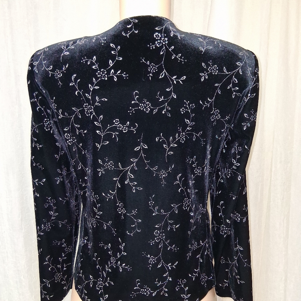 R&M Richards VINTAGE Midnight Velvet Embroidered Jacket 8P With Shoulder Pads - Picture 8 of 15